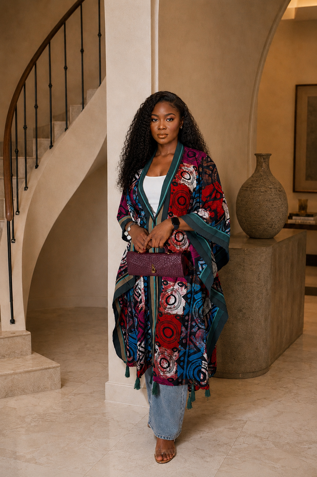 Ankara Patchwork Kimono jacket with Tassels– African Print Luxury