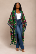 New in- Patchwork Kimono with Tassels– African Print Kimono Jacket
