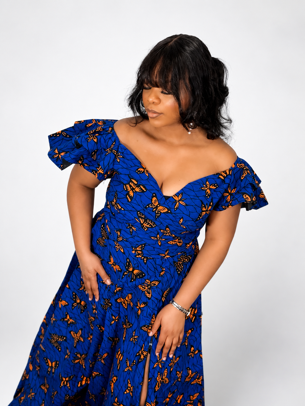 New in- Ankara 2 piece Wrap Top and Maxi Flare Skirt set- Akwaugo set in Blue