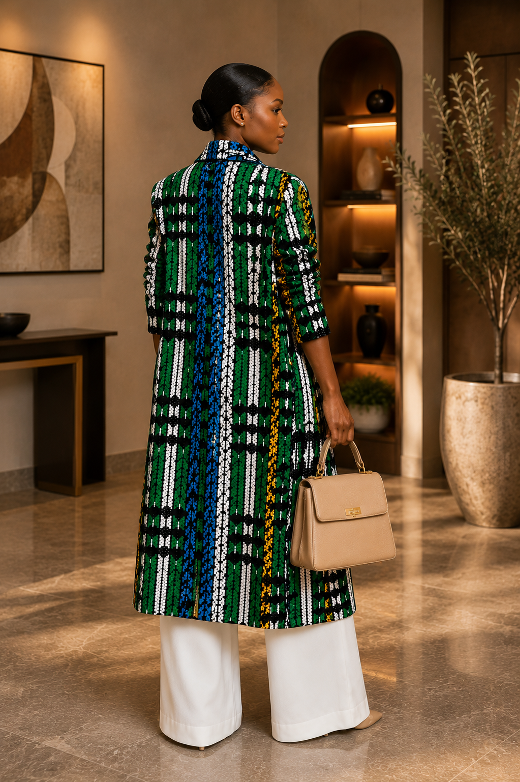 New in- Aduni Royale Kente Coat Set- Blue