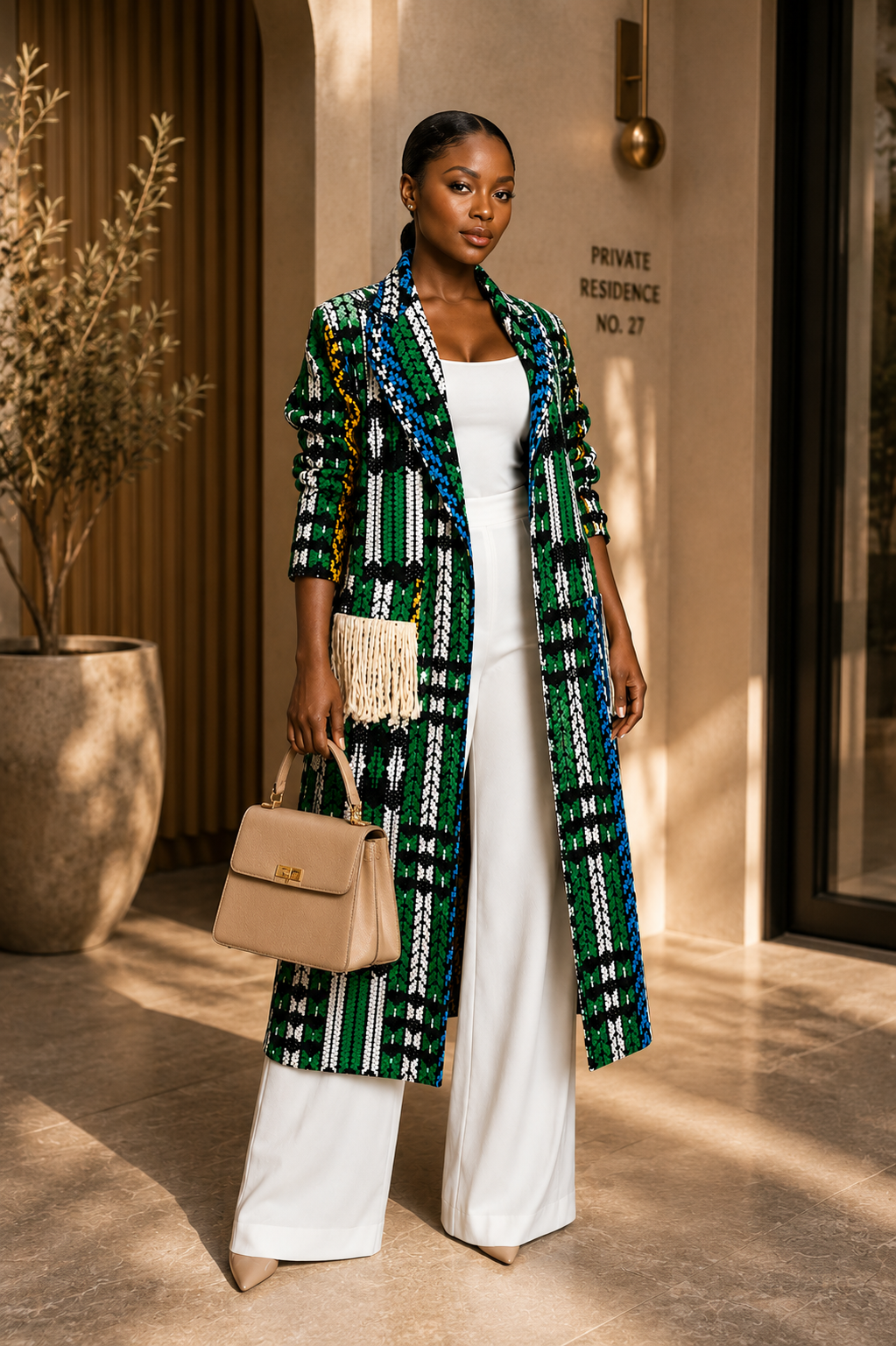 New in- Aduni Royale Kente Coat Set- Red