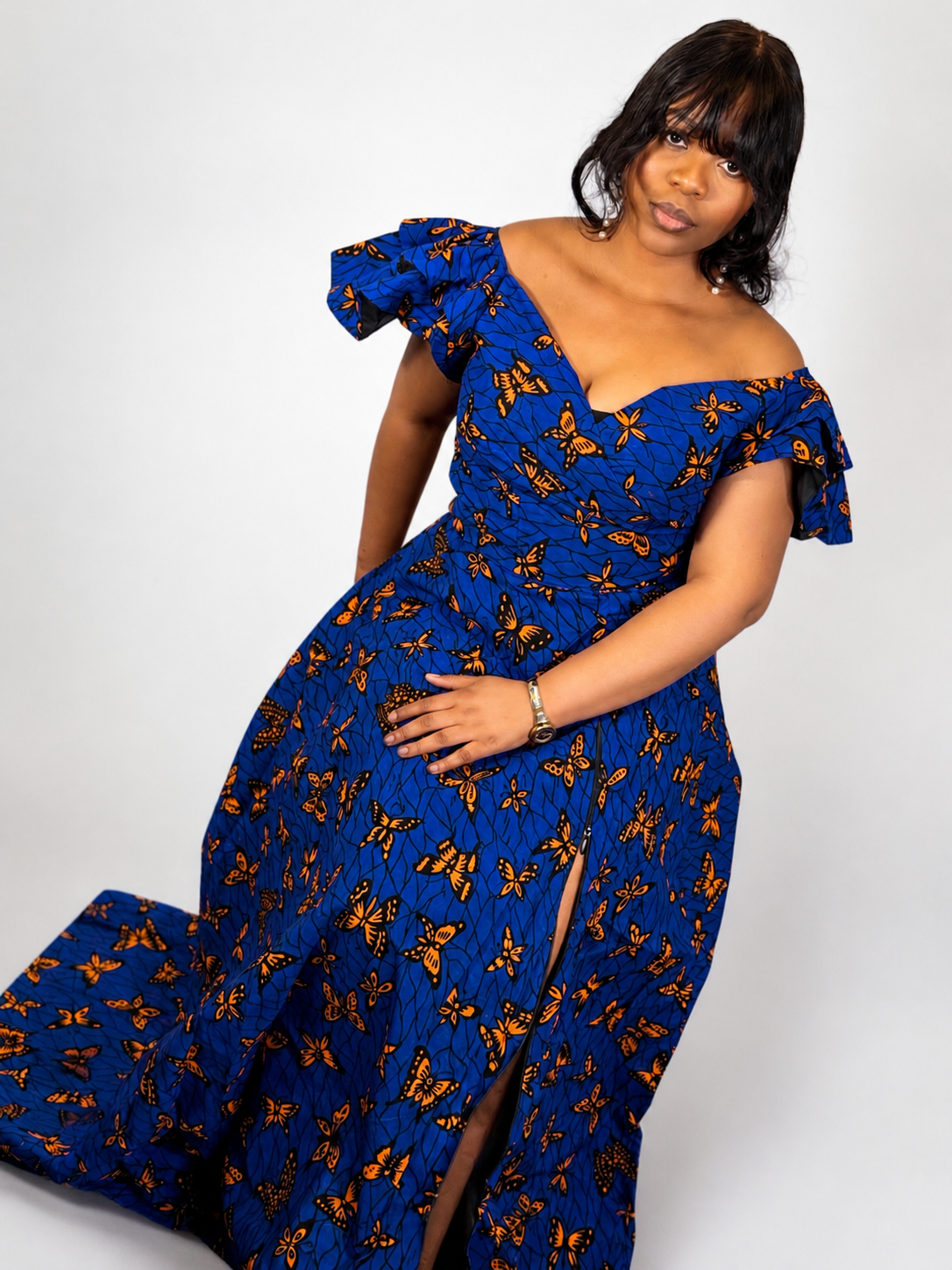 New in- Ankara 2 piece Wrap Top and Maxi Flare Skirt set- Akwaugo set in Blue