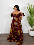 Ankara 2 piece Wrap Top and Maxi Flare Skirt- Akwaugo set in Red