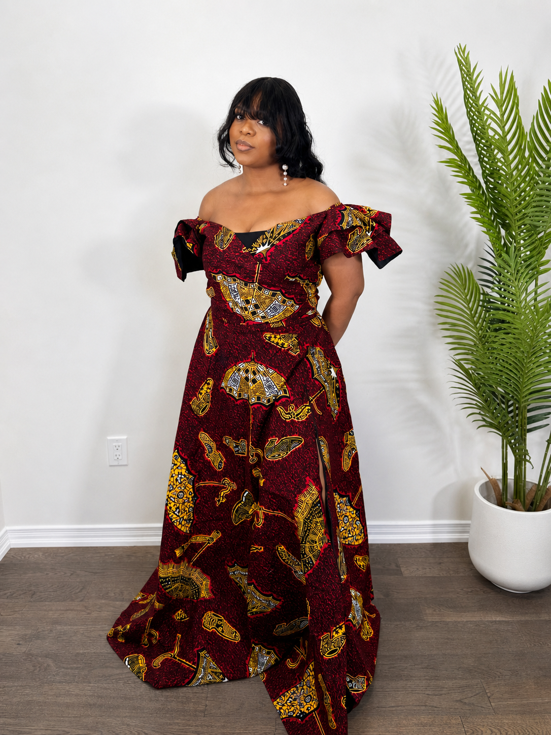 Ankara 2 piece Wrap Top and Maxi Flare Skirt- Akwaugo set