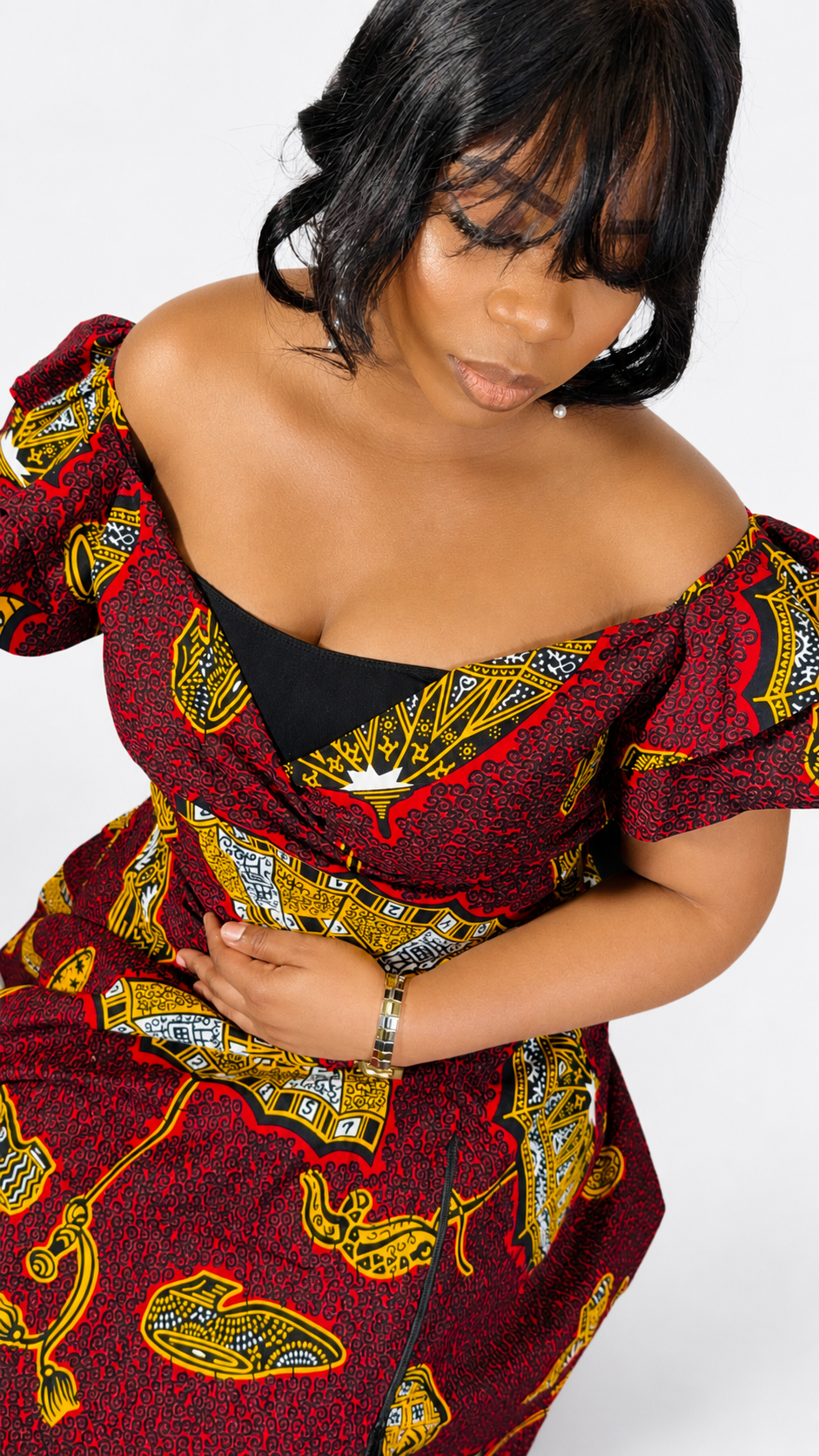 Ankara 2 piece Wrap Top and Maxi Flare Skirt- Akwaugo set in Red