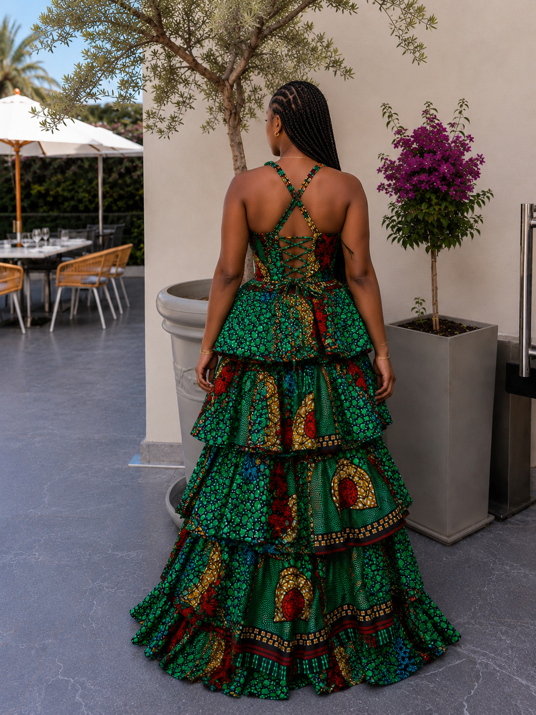 New in- Mira Dress | African Print Ankara Maxi Layered Dress