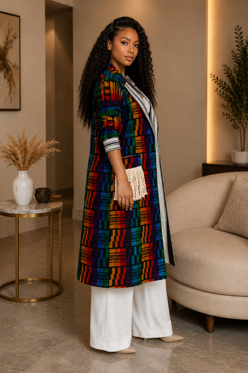 New in- Aduni Royale Kente Coat Set- Red