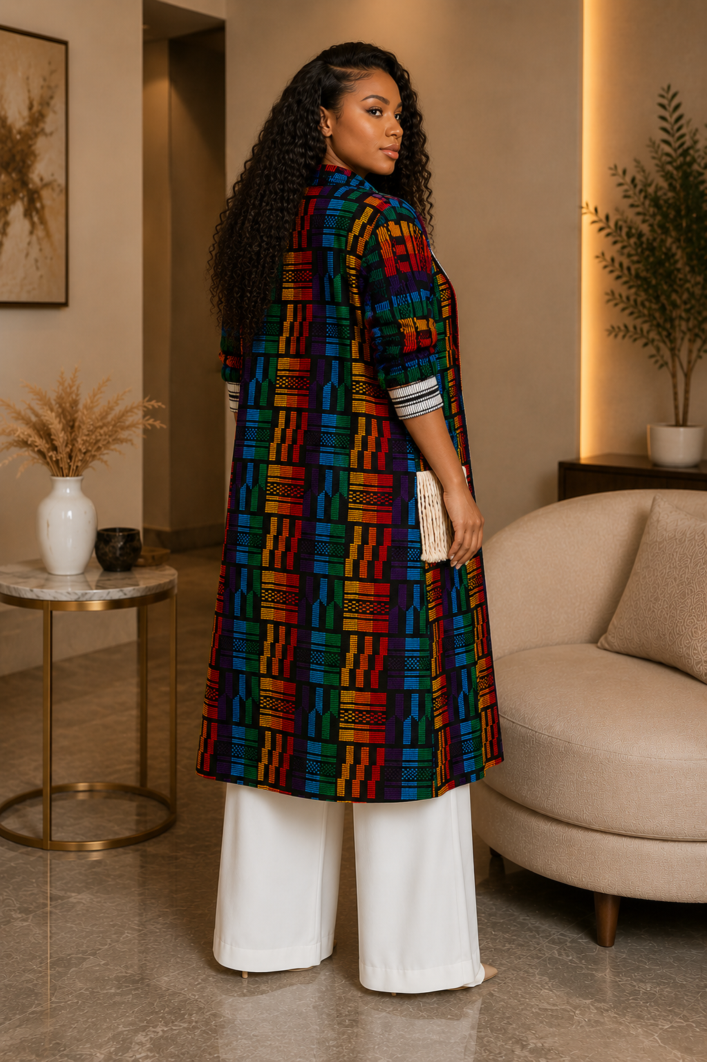 New in- Aduni Royale Kente Coat Set- Red
