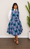 New in- Midi Flare Skirt and Waist coat set with White Shirt