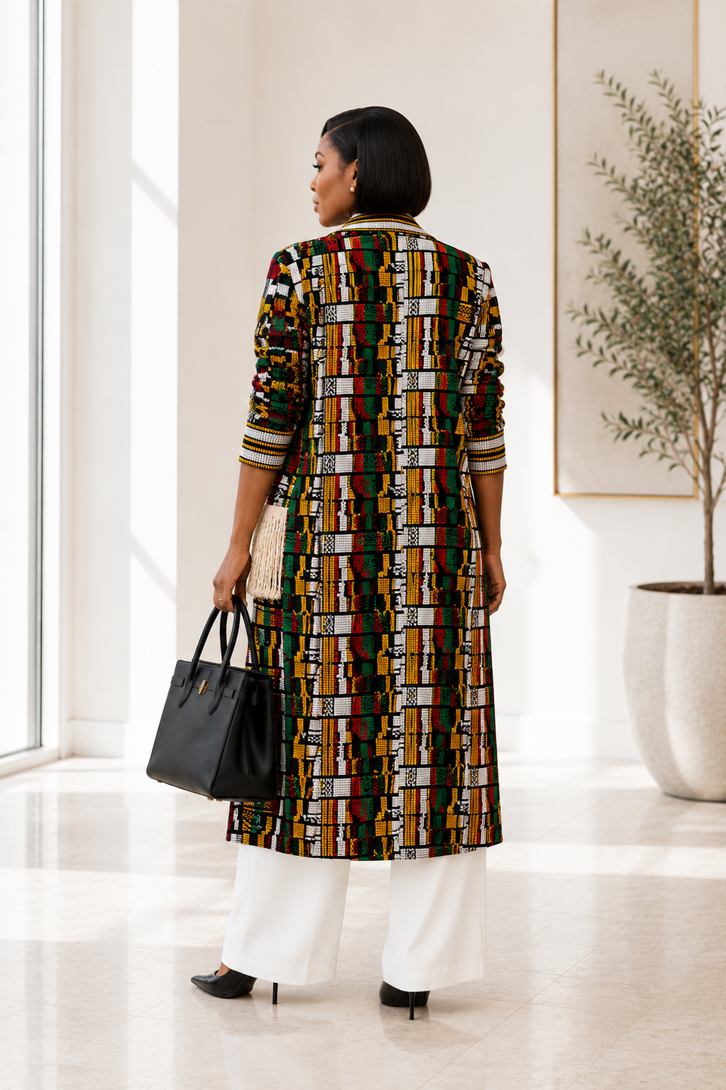 New in- Aduni Royale Kente Coat Set- Red