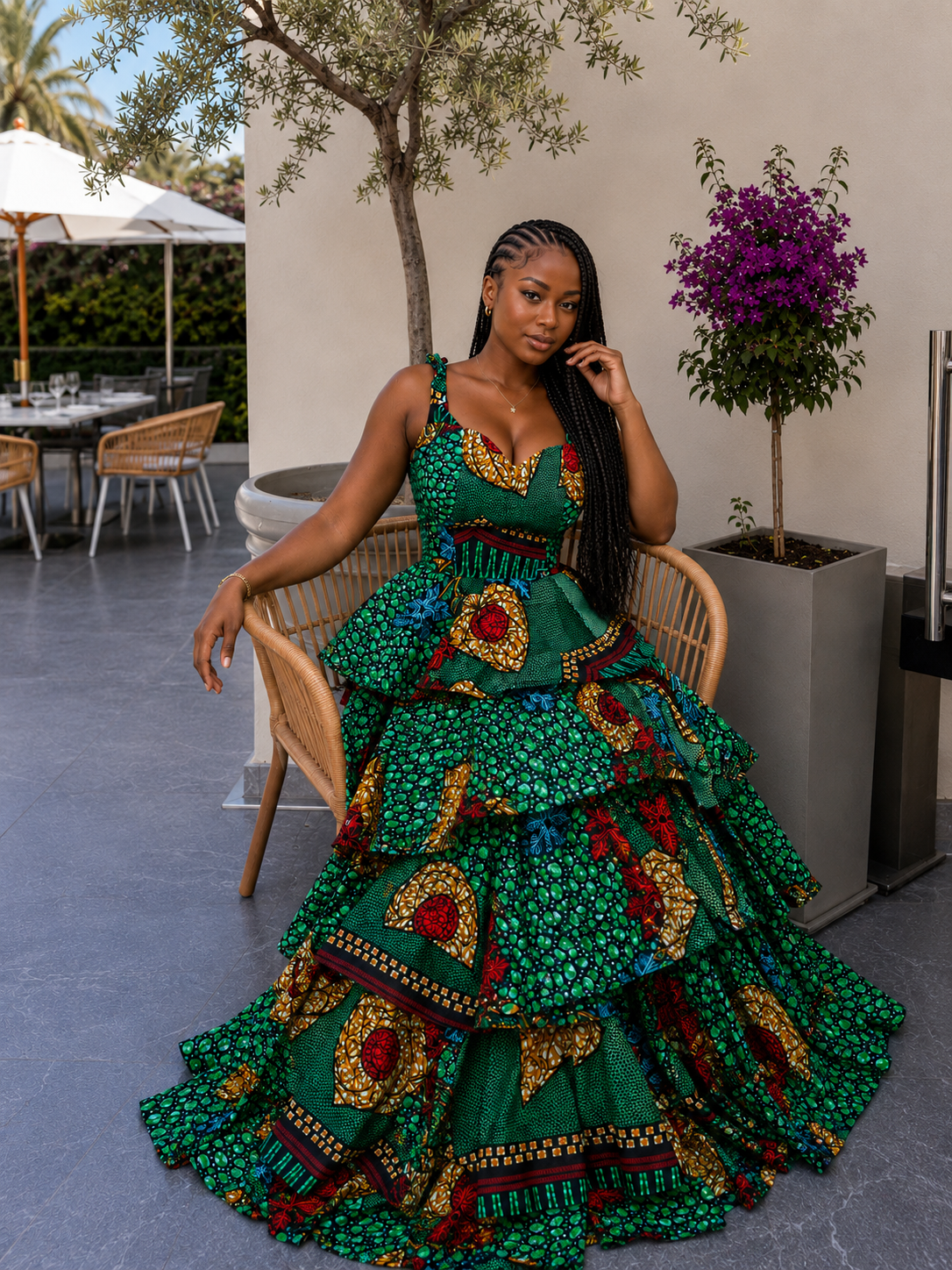 New in- Mira Dress | African Print Ankara Maxi Layered Dress