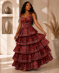 New in- Mira Dress | African Print Ankara Maxi Layered Dress-RP2